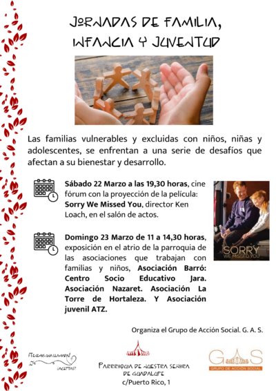 Cartel Jornadas de Familia, Infancia y Juventud.