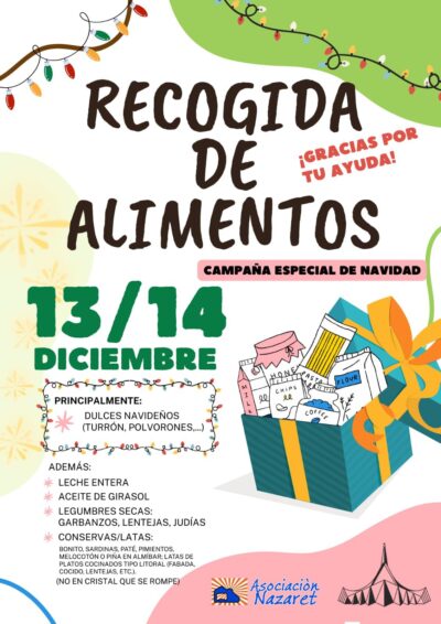 Recogida de alimentos. 13 y 14 de Diciembre